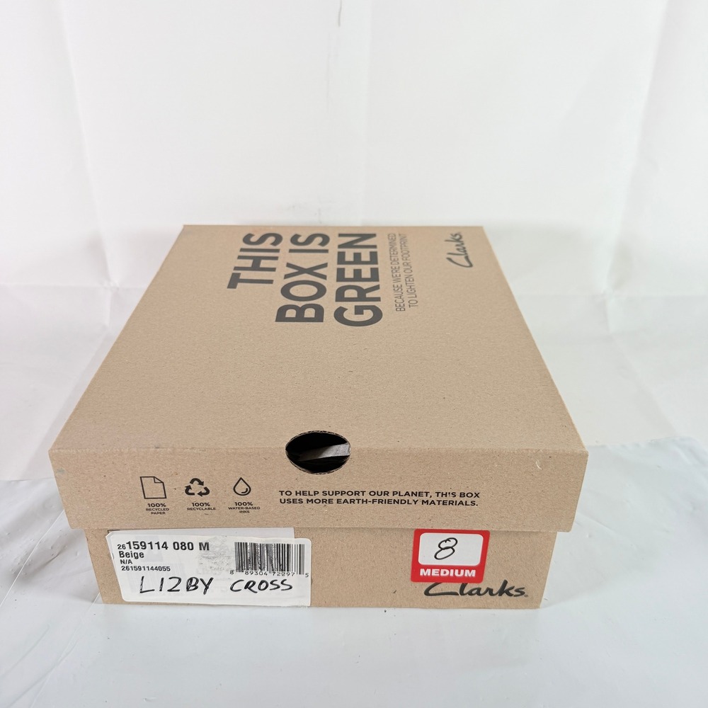 Clarks Lizby Cross Sandal Women 8 Sand Leather Platform Wedge New In Box - Picture 11 of 11